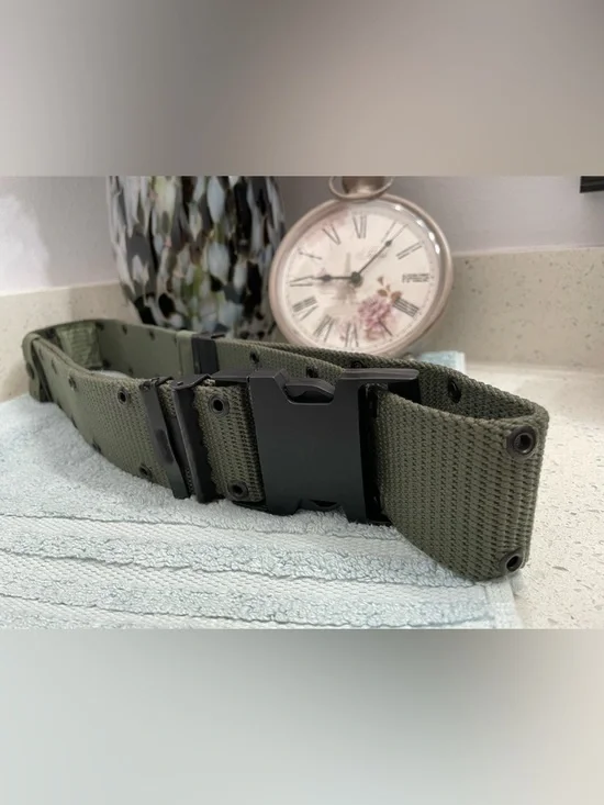 Lot of 2 Tactical Men's Webbing Belts - Khaki & Army Green - Picture 5 of 14